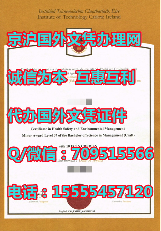 爱尔兰卡洛理工学院毕业证样本,爱尔兰文凭认证